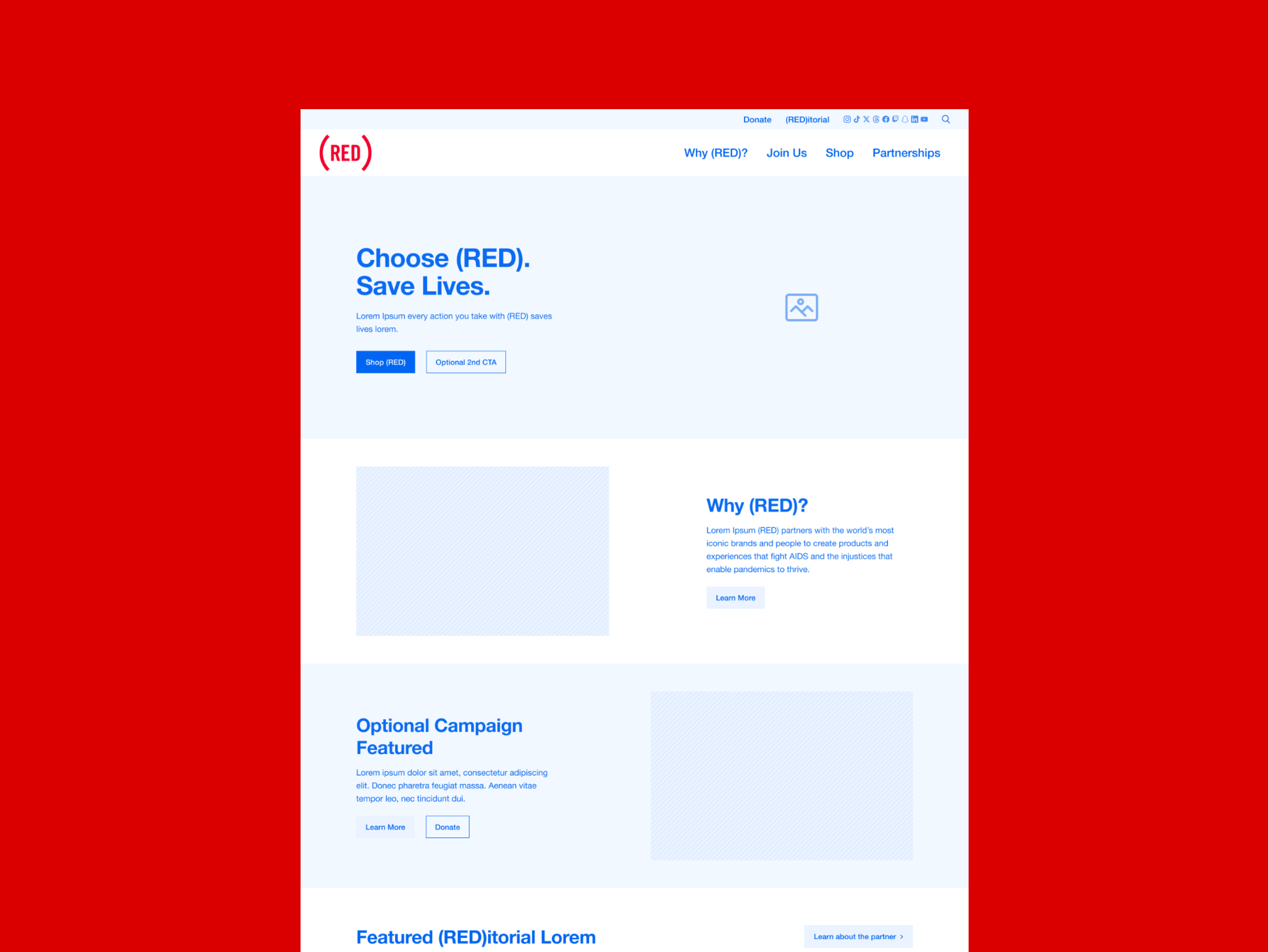 (RED) website wireframes on a red background